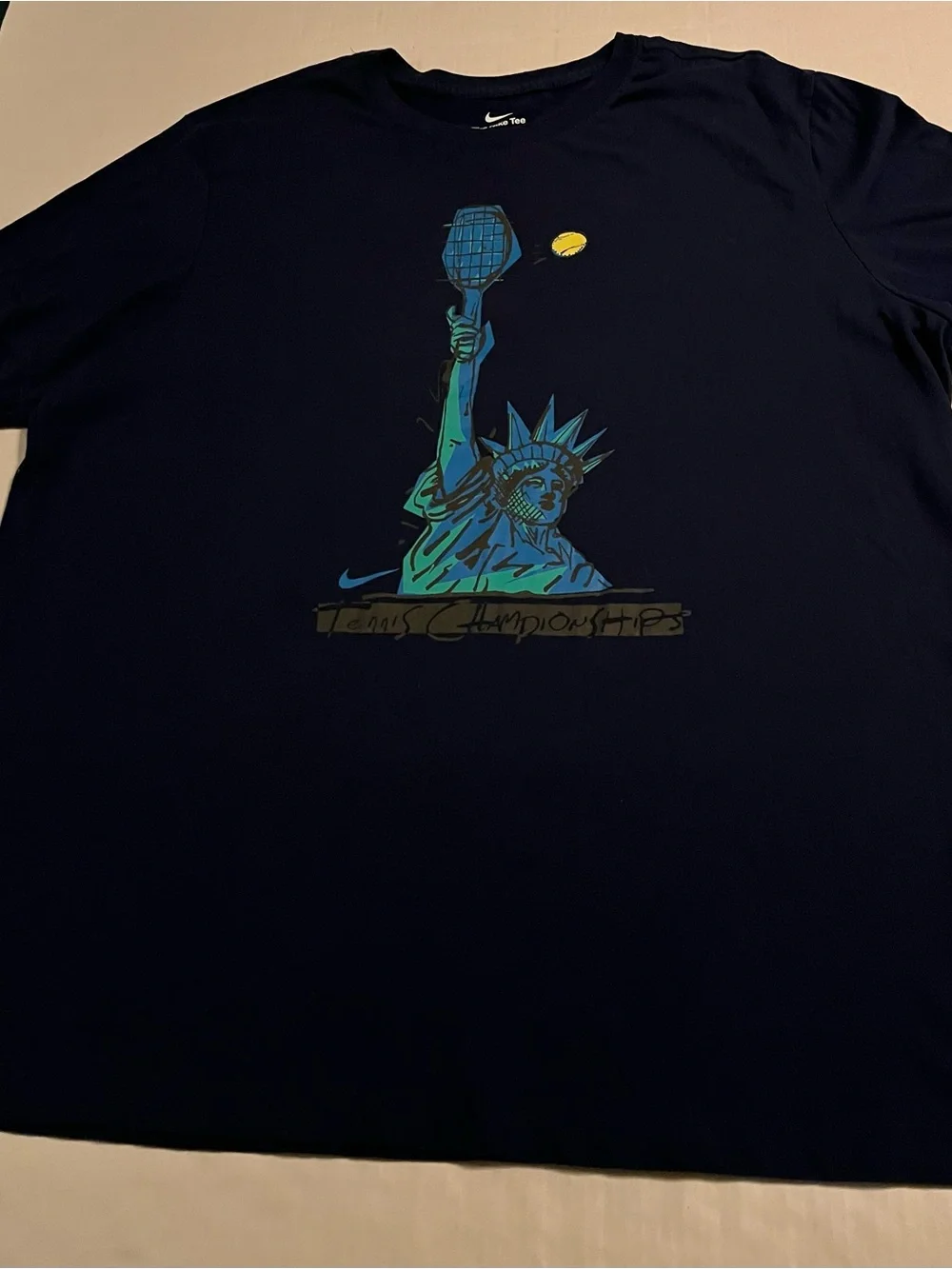 NEW Nike US Open Statue Of Liberty Tennis Tournament T-Shirt 2XL Blue USTA WTA